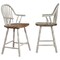 Contemporary Home Living Distressed High Back Wooden Bar Stools - 41" - Gray and Brown - Set of 2